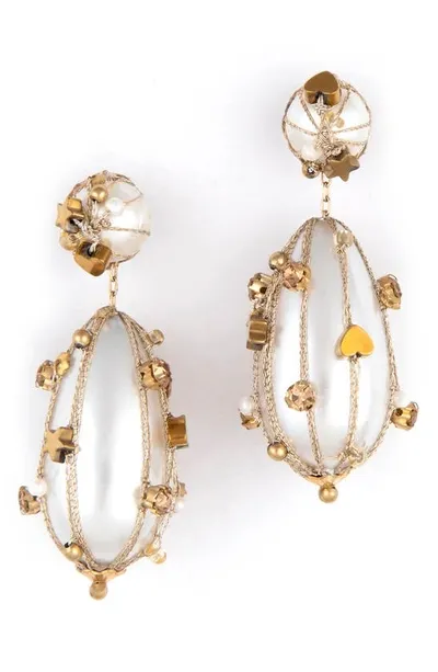 Deepa Gurnani Cora Imitation Pearl Drop Earrings In Gold