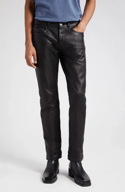 John Elliott The Daze Straight Leg Leather Pants In Black