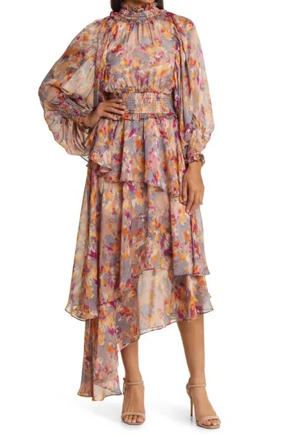 Elliatt Astrid Floral Long Sleeve Midi Dress In Multi