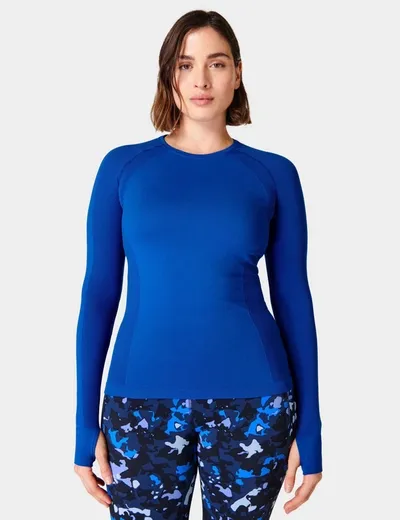 Sweaty Betty Athlete Seamless Gym Long Sleeve Top In Blue