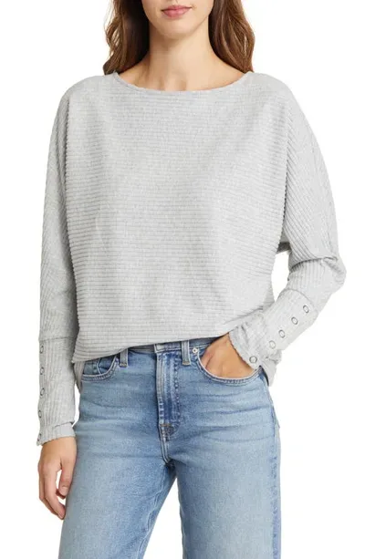 Caslon Snap Cuff Dolman Sleeve Rib Top In Grey Heather