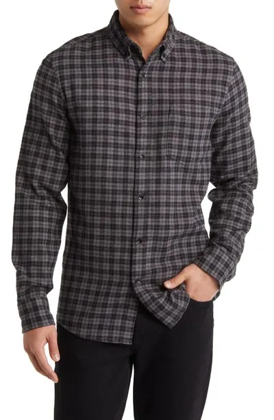 Nordstrom Marcus Trim Fit Check Flannel Button-down Shirt In Grey- Black Arden Plaid