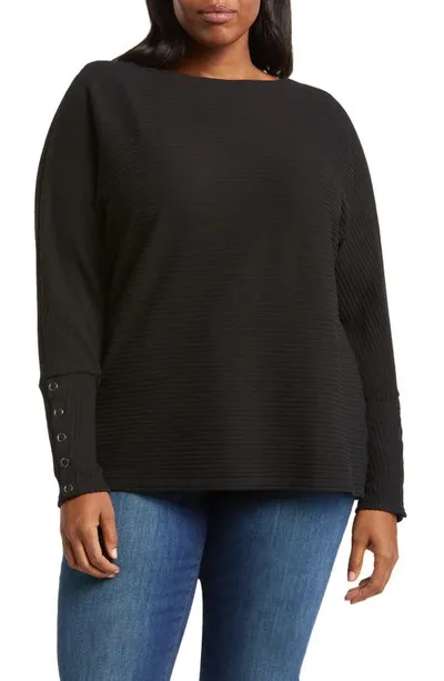 Caslon Snap Cuff Dolman Sleeve Knit Top In Black