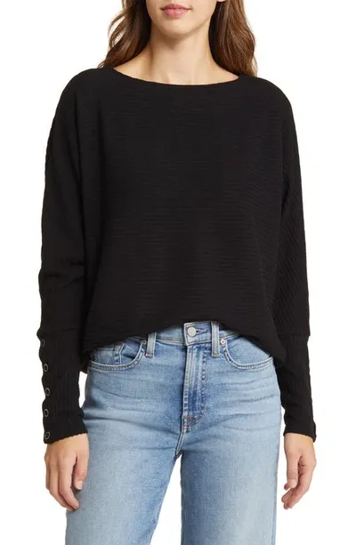 Caslon Snap Cuff Dolman Sleeve Rib Top In Black