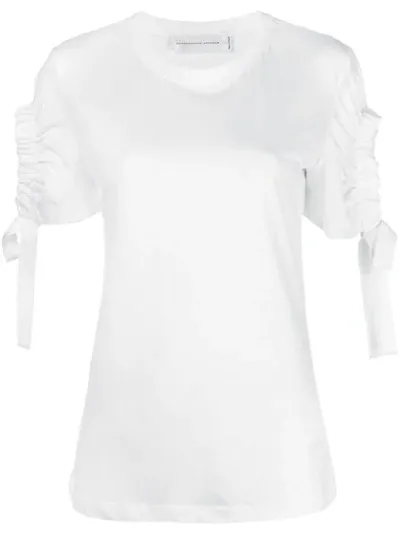 Victoria Victoria Beckham White Bow-embellished Cotton T-shirt