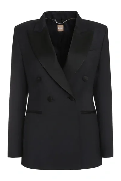 Hugo Boss Jatuxa Double-breasted Jacket In Black