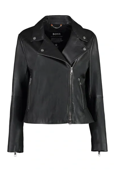 Hugo Boss Boss Leather Jacket In Black