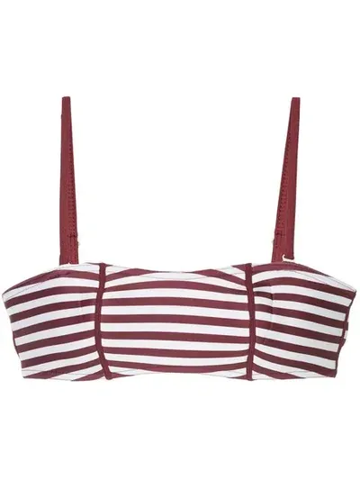 Duskii Striped Bandeau Bikini In Red