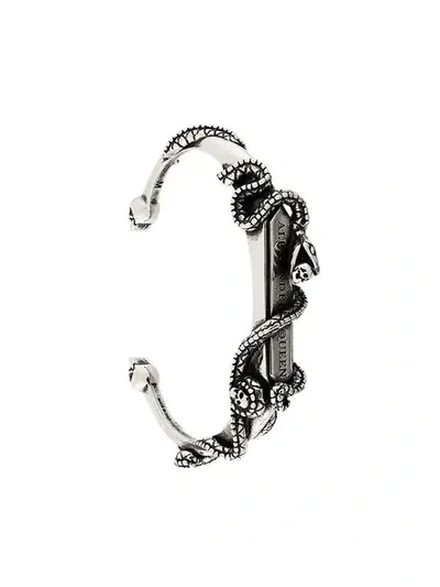 Alexander Mcqueen Snake Cuff In Metallic