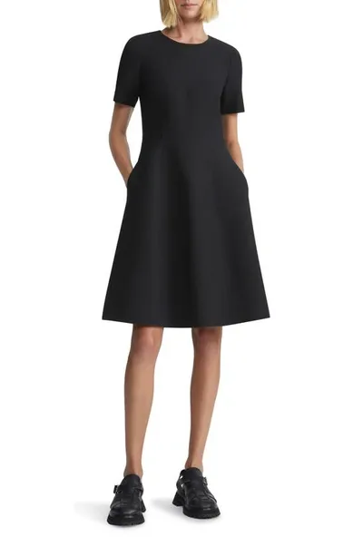 Lafayette 148 Womens Wool Blend Knee Fit & Flare Dress In Black