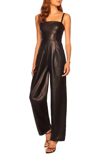 Susana Monaco Sleeveless Faux Leather Jumpsuit In Black