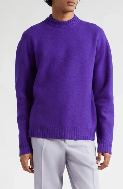 Jil Sander Classic Crewneck Wool Sweater In Purple