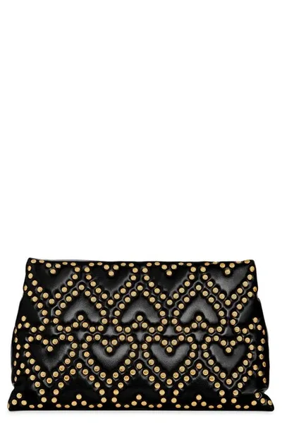 Rebecca Minkoff Heart Stud Pillow Quilted Faux Leather Clutch In Black