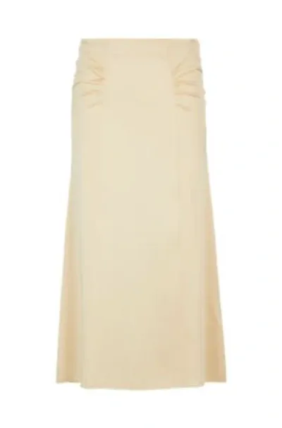 Hugo Boss High-waisted A-line Skirt With Gathered Details In Beige