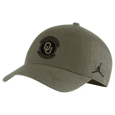 Jordan Brand Olive Oklahoma Sooners Military Pack Heritage86 Adjustable Hat