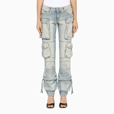 Attico Light Blue Slim Cargo Jeans