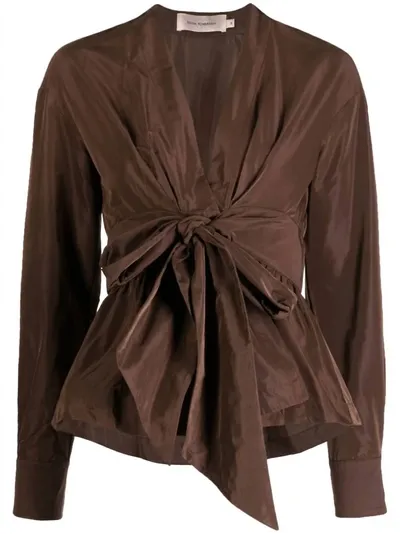 Silvia Tcherassi Saanvi Tie-fastening Blouse In Brown