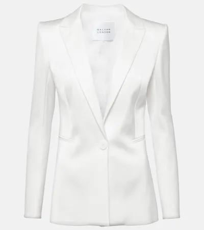 Galvan Satin Sculpted Single Breasted Blazer In White