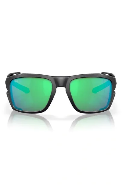 Costa Del Mar King Tide 8 60mm Polarized Rectangular Sunglasses In Green