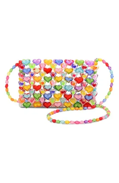 Iscream Kids' Hearts Beaded Crossbody Bag In Multi