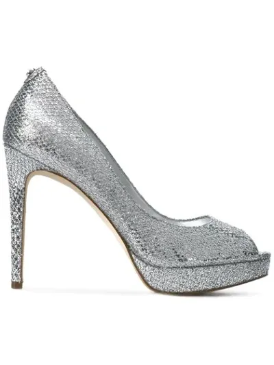 Michael Kors Peep Toe Pumps In Metallic