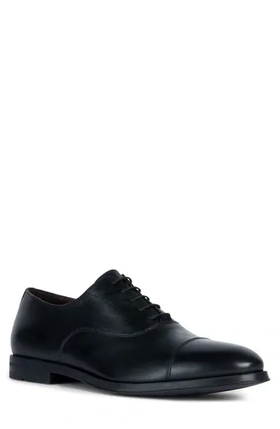 Geox Decio Water Resistant Cap Toe Oxford In Black