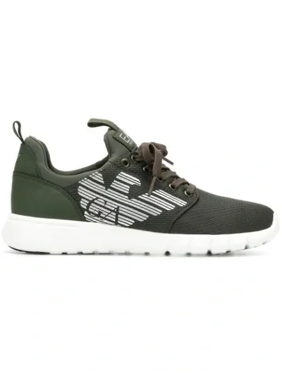 Ea7 Logo Lace-up Sneakers In Green