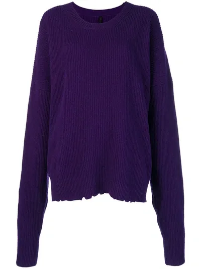 Ben Taverniti Unravel Project Oversized Distressed Crew-neck Sweater In Purple