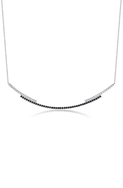 Crislu Cubic Zirconia Regal Long Bar Necklace In Black