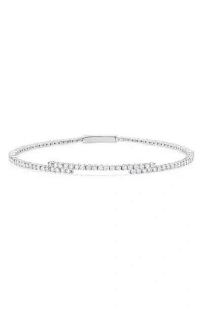 Crislu Cubic Zirconia Regal Flex Bangle Bracelet In Metallic