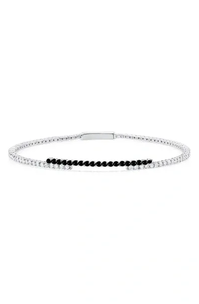 Crislu Cubic Zirconia Regal Flex Bangle Bracelet In Black