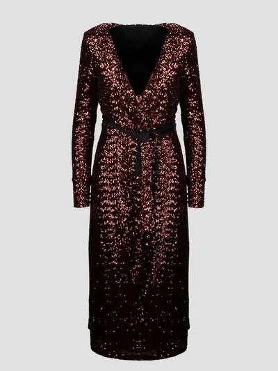 The Andamane Full Sequin Wrap Dress In Purple