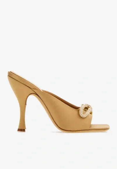 Ferragamo Woman Mule With Asymmetric Bow In Light Camel