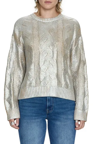 Pistola Everly Foil Accent Cotton Crewneck Sweater In Gilded Castle