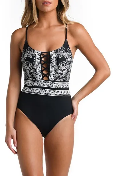 La Blanca Strappy One-piece Swimsuit In Black