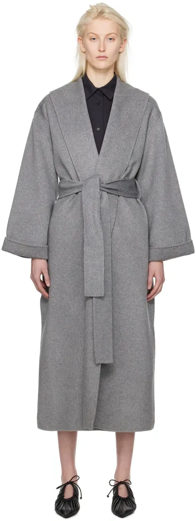 By Malene Birger Trullem Belted Wool Coat In Grey