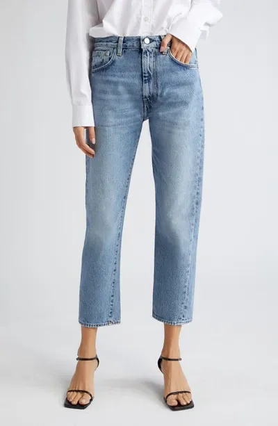 Totême Twisted Seam Organic Cotton Straight Leg Jeans In Worn Blue