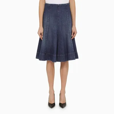 Khaite The Lennox Blue Denim Skirt