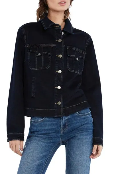 Wash Lab Denim Tab Pocket Denim Jacket In Onyx Wash