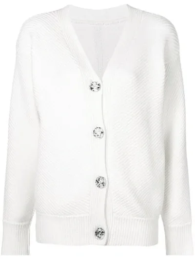 Victoria Victoria Beckham Ribbed Cardigan In White