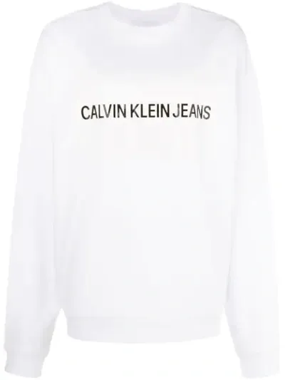 Calvin Klein Jeans Est.1978 Logo Patch Sweatshirt In White