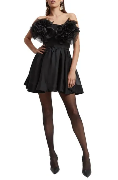 Bardot Fleurette Flower Minidress In Black