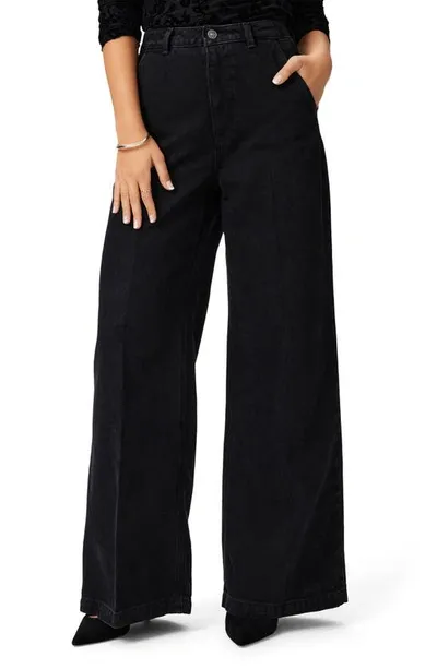 Paige Harper High Waist Wide Leg Jeans In Black