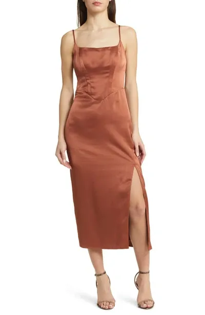 Astr Corset Satin Dress In Copper