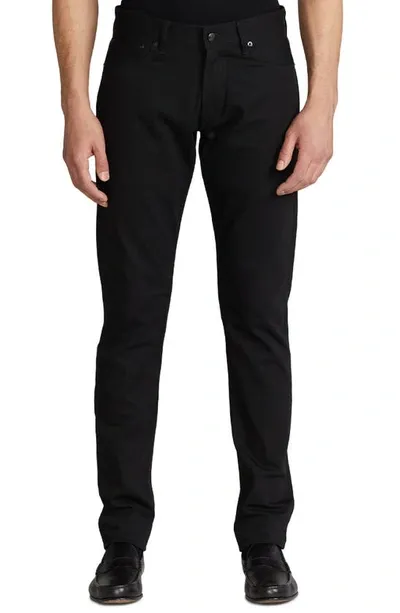 Ralph Lauren Purple Label Slim Straight Leg Jeans In Black Stretch