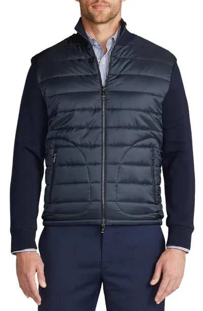 Ralph Lauren Purple Label Quilted Nylon & Wool Knit Jacket In Classic Chairman Navy