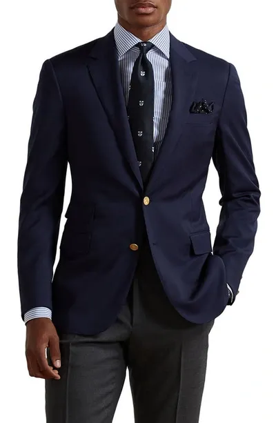 Ralph Lauren Purple Label Gregory Hand Tailored Wool Serge Blazer In Classic Navy