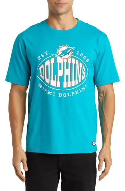 Hugo Boss Kids' X Nfl Stretch Cotton Graphic T-shirt In Miami Dolphins Open Green