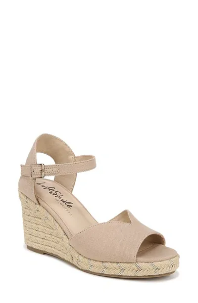 Lifestride Tess Ankle Strap Espadrille Platform Wedge Sandal In Tender Taupe