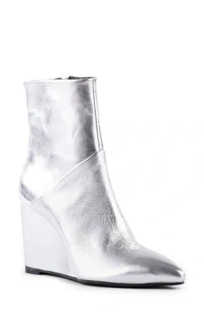 Seychelles Only Girl Pointed Toe Wedge Bootie In Silver